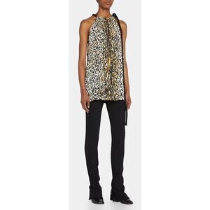 Proenza Schouler Leopard Print Crpe De Chine Top  in Butter Multi Gold Size 2